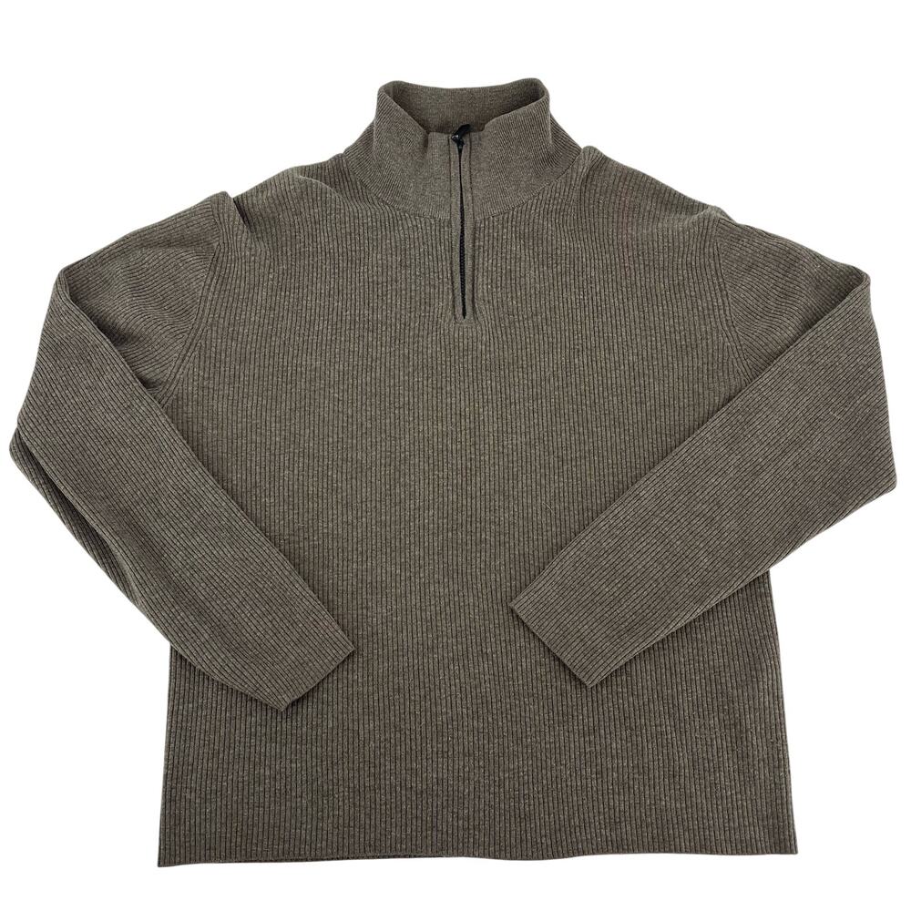 Toscano Men’s XL Brown Merino Wool-blend Quarter-zip Sweater‎
